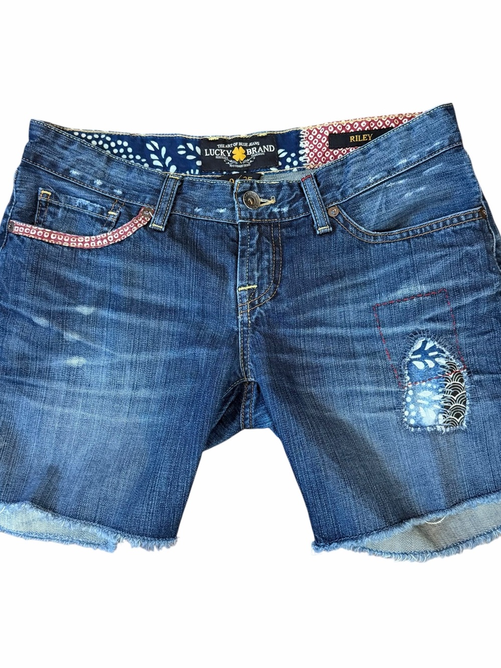 Lucky Brand Riley Cut Off Denim Shorts Size 0 Low Rise Boho